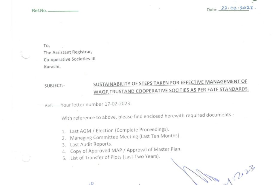 Sustainability of steps taken for effective management of WAQF, Trust and cooperative societies as per FATF standards